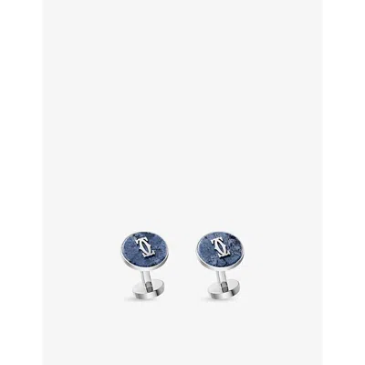 Cartier Mens Silver And Blue Double C De  Sterling-silver And Dumortierite Cufflinks In Metallic