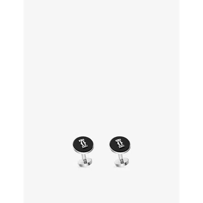 Cartier Mens Silver And Black Double C De  Sterling-silver And Onyx Cufflinks