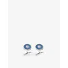 Cartier Double C De  Palladium-plated Sterling-silver And Lacquer Cufflinks In Grey/blue