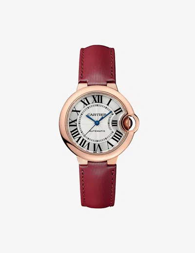 Cartier Mens Rose Gold Crwgbb0037 Ballon Bleu De 18ct Rose-gold And Leather Self-winding Mechanical