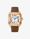 Cartier Mens Rose Gold Crwgsa0037 Santos De  Large 18ct Rose-gold, Sapphire And Interchangeable Leath In Rose Gold