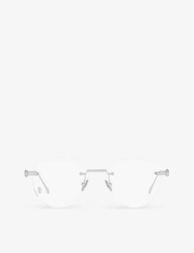 Cartier Mens Silver Ct0342o Oval-frame Metal Glasses