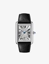 Cartier Stainless Steel Tank Must Watch In Steel/ Black