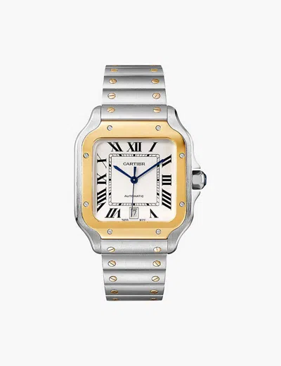 Cartier Mens Yellow Gold & Steel Crw2sa0009 Santos De  Large Stainless-steel, 18ct Yellow-gold And In