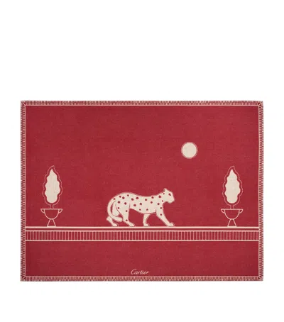 Cartier Merino Wool-cashmere Panthère De  Blanket In Red
