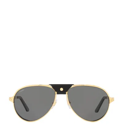 Cartier Womens Gold Ct0296s Aviator-frame Metal Sunglasses