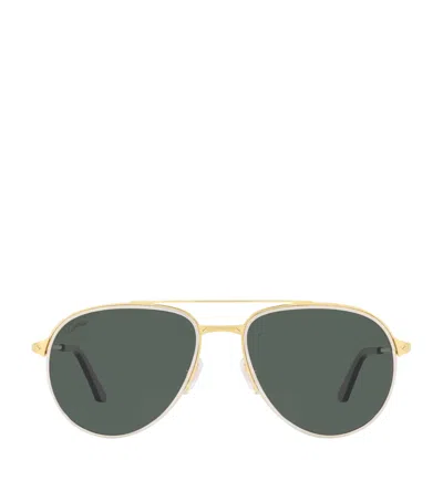Cartier Womens Gold Ct0325s Gold-tone Metal Aviator Sunglasses