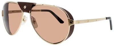 Cartier Metal Polarized Sunglasses 61-17-135 In Metallic