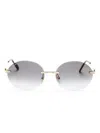 Cartier Metallic Oval-frame Sunglasses In Gold