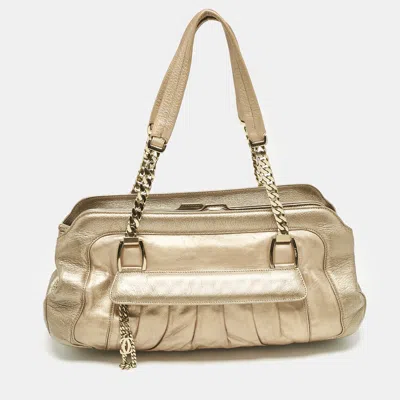 Pre-owned Cartier Metallic Two Tone Leather La Dona Shoulder Bag