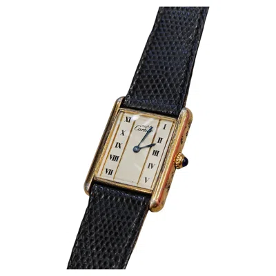 Pre-owned Cartier Mid Century Gold Plated Silver Wrist Watch, Tank By , Switzerland 1980s