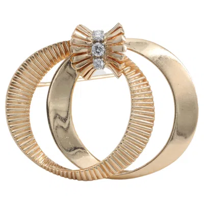 Pre-owned Cartier Mid Century Yellow Gold And Diamond Circular Brooch