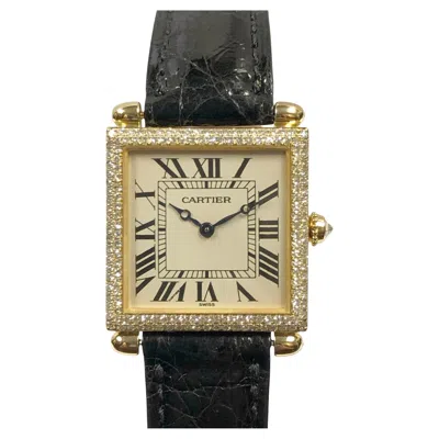 Pre-owned Cartier Mid Size Tank Obus Ref. 1630 Yellow Gold And Diamonds Quartz Wrist Watch