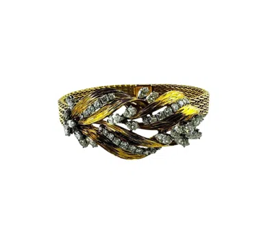 Pre-owned Cartier Mid-century  18k Yellow, White, Rose Gold Diamond Woven Bracelet #23739 In Red