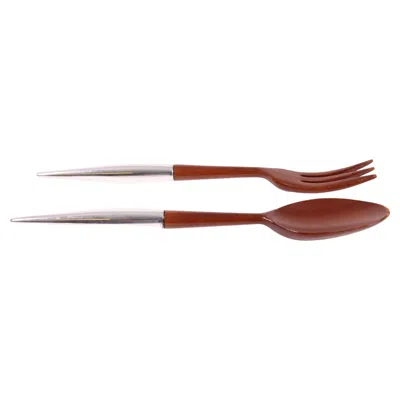 Pre-owned Cartier Midcentury Salad Cutlery In Mahogany Sterling Silver By , 1960s In Brown
