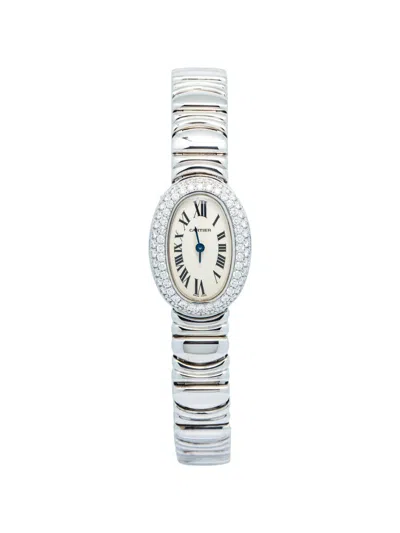 Pre-owned Cartier Mini Baignoire Diamond 18mm Watch In Neutral