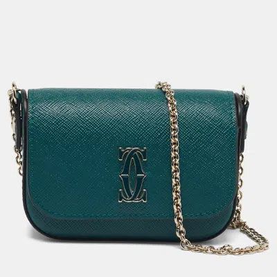 Pre-owned Cartier Mini Green Leather Chain Clutch