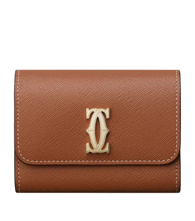 Cartier Mini Leather C De  Wallet In Brown