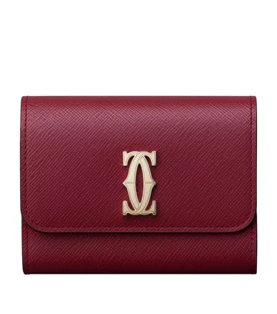 Cartier Mini Leather C De  Wallet In Burgundy