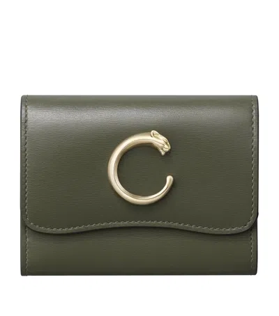 Cartier Mini Leather Panthère De  Wallet In Green