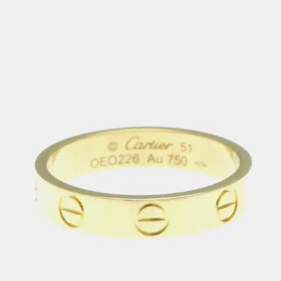 Pre-owned Cartier Mini Love 18k Yellow Gold Ring Eu 51