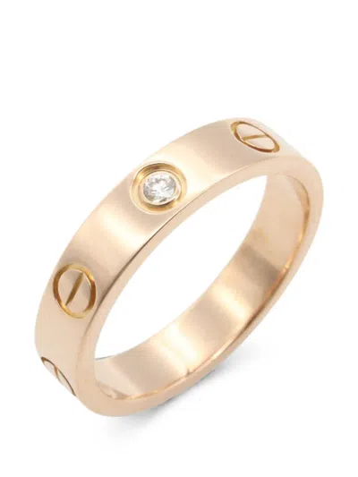 Pre-owned Cartier Mini Love Diamond Ring In Pink