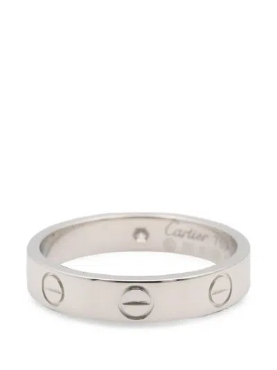 Pre-owned Cartier Mini Love Diamond Ring In Silver