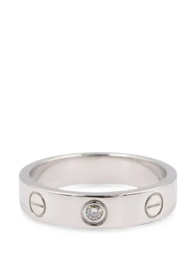 Pre-owned Cartier Mini Love Diamond Ring In Silver