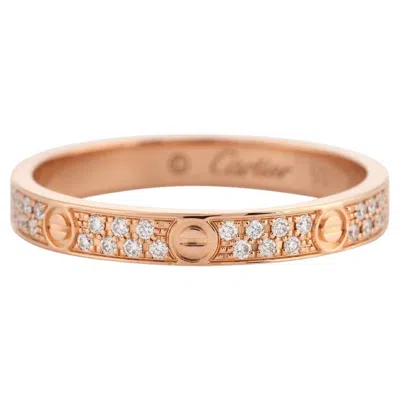 Pre-owned Cartier Mini Love Ring In Rose Gold And Diamonds In Red