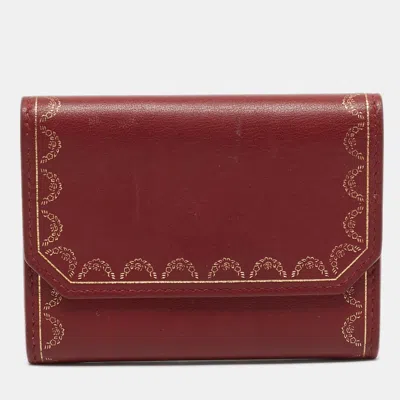 Pre-owned Cartier Mini Red Leather Compact Wallet