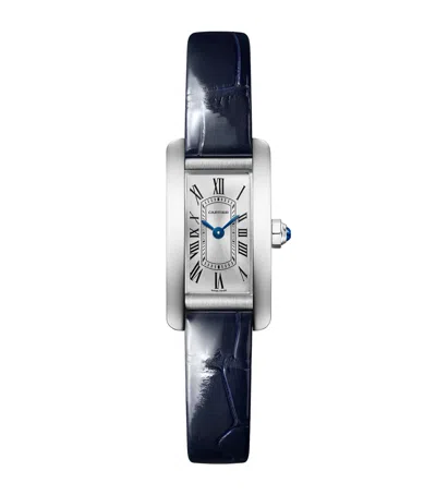Cartier Mini Stainless Steel Tank Américaine Watch In Blue