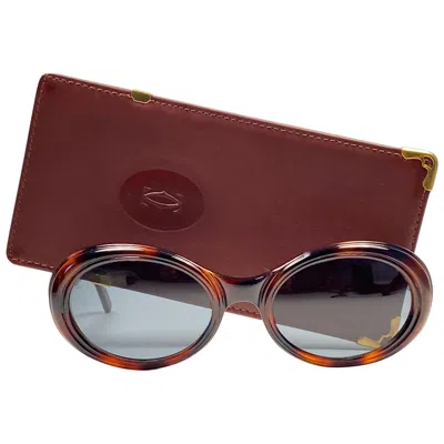 Pre-owned Cartier Mint  Frisson Tortoise 8k Gold Plated Accents 1990 Sunglasses 53mm France In Brown