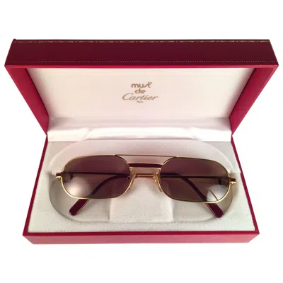 Pre-owned Cartier Mint Vintage  Louis Laque De Chine Medium 53mm France Sunglasses In Sand
