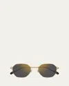 Cartier Mirrored Round Metal Sunglasses In 001 Smooth Golden Finish