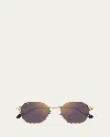 Cartier Mirrored Round Metal Sunglasses In 004 Smooth Golden Finish