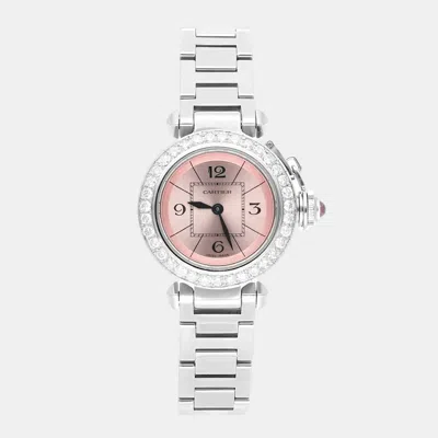 Pre-owned Cartier Miss Pasha W3140008 Quartz Pink Stainless Steel Women's Wristwatch 27 Mm