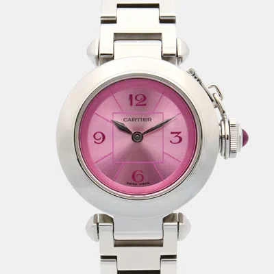 Pre-owned Cartier Miss Pasha W3140023 Quartz Pink Stainless Steel Women's Wristwatch 27 Mm
