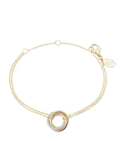 Cartier Mixed Gold And Diamond Trinity Chain Bracelet