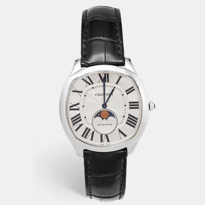 Pre-owned Cartier Moon Phase Wsnm0008 Men's Wristwatch 41 Mm In Silver