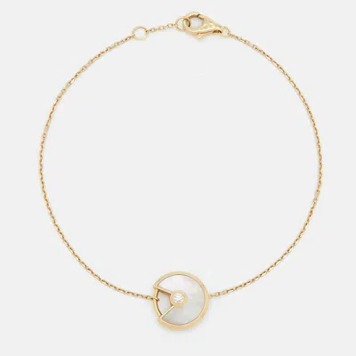 Pre-owned Cartier Mother Of Pearl Diamond 18k Yellow Gold Xs Model Bracelet