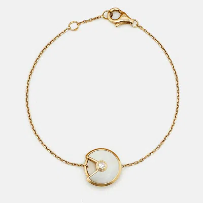 Pre-owned Cartier Mother Of Pearl Diamond 18k Yellow Gold Xs Model Bracelet