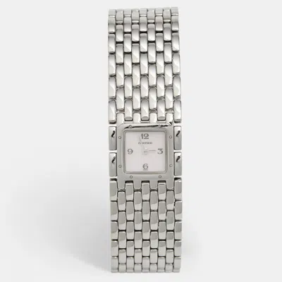 Pre-owned Cartier Mother Of Pearl Stainless Steel Panthere Ruban 2420 Women's Wristwatch 21 Mm In Silver