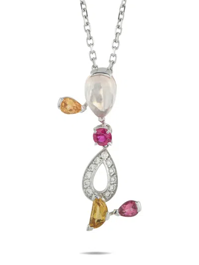 Pre-owned Cartier Multi-stone Necklace In Silver