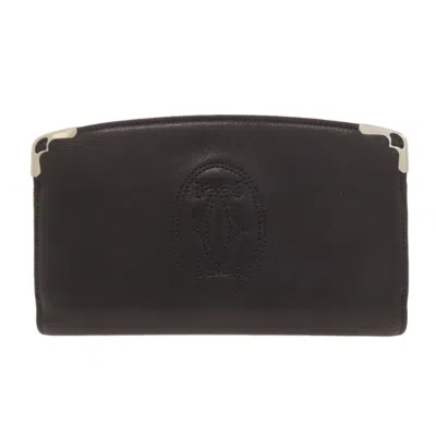 Pre-owned Cartier Must Black Leather Long Wallet (bi-fold) ()