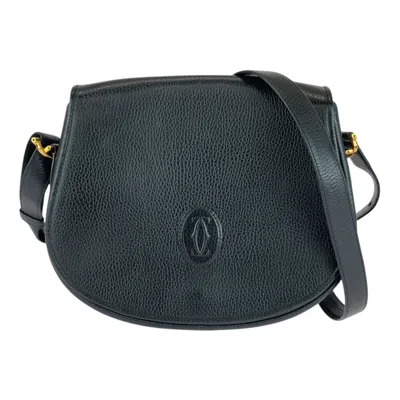 Pre-owned Cartier Must Black Leather Pochette Shoulder Bag ()
