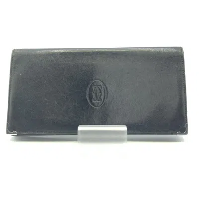 Pre-owned Cartier Must Black Long Wallet (bi-fold) ()