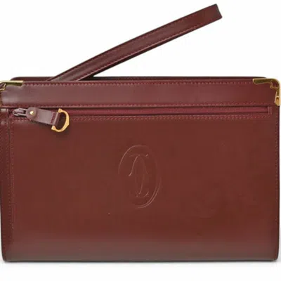 Pre-owned Cartier Must Bordeaux Clutch Bag () In Burgundy