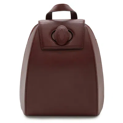 Pre-owned Cartier Must Bordeaux Leather Backpack () In Burgundy