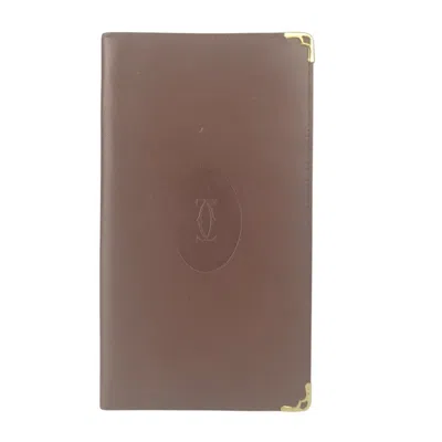 Pre-owned Cartier Must Bordeaux Leather Bill Wallet (bi-fold) ()