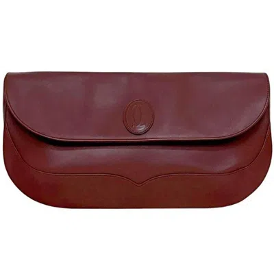 Pre-owned Cartier Must Bordeaux Leather Clutch Bag Handbag () In Burgundy
